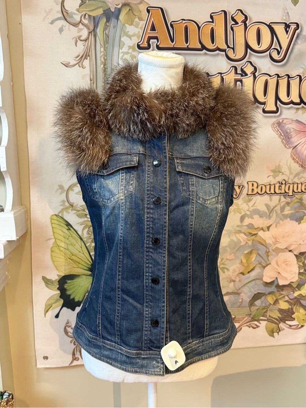 Fox Fur Denim Vest